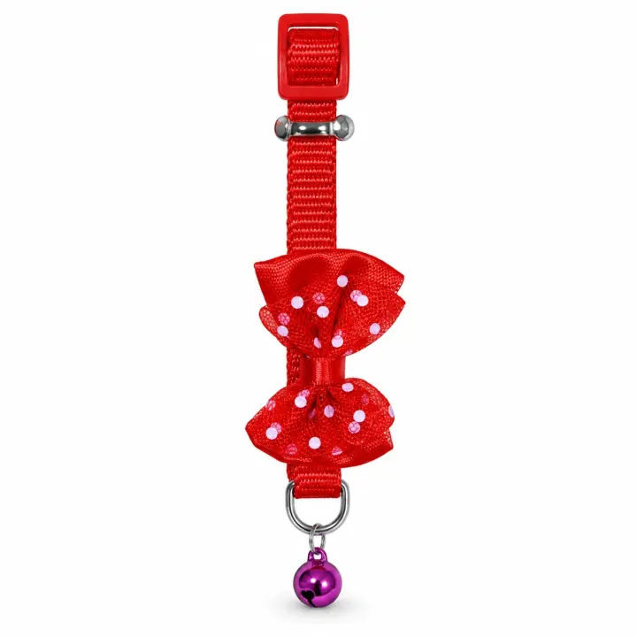 Collar para perritas con moño y cascabel — rojo