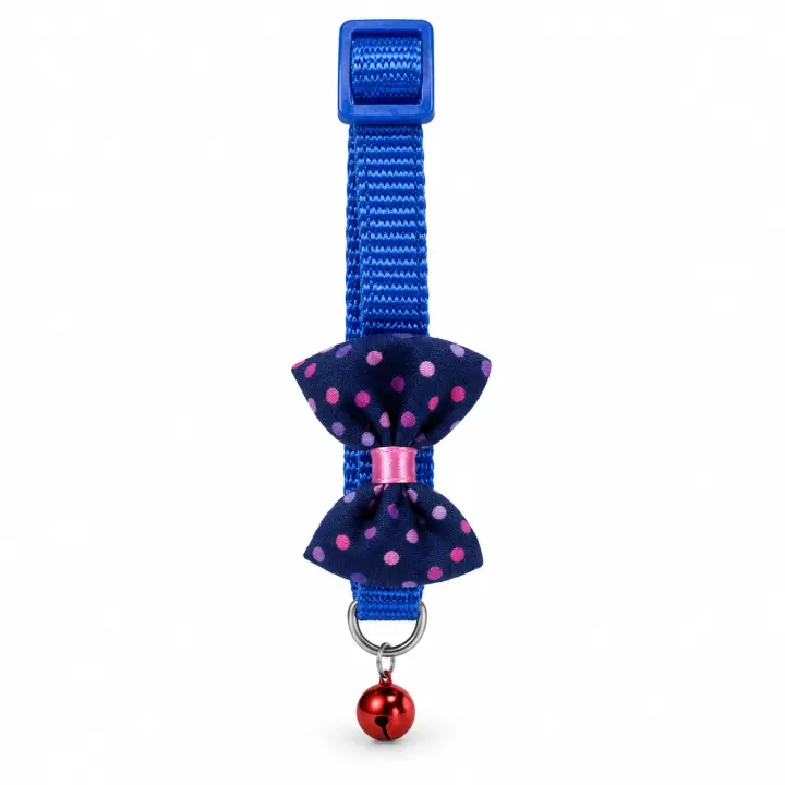 Collar para perritas con moño y cascabel — azul