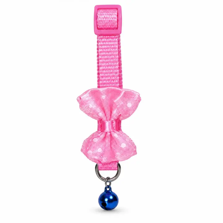 Collar para perritas con moño y cascabel — rosa