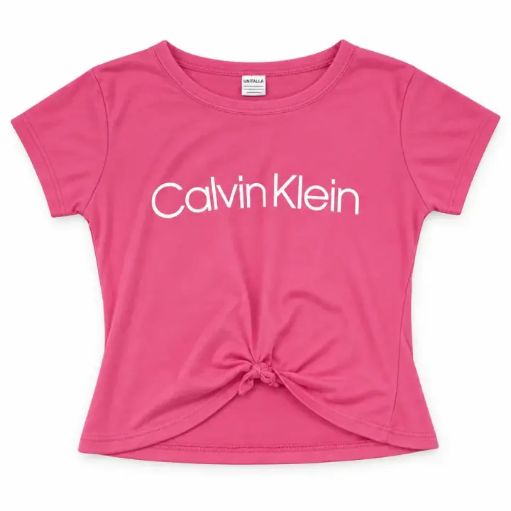 Playera rosa con nudo frontal — Unitalla