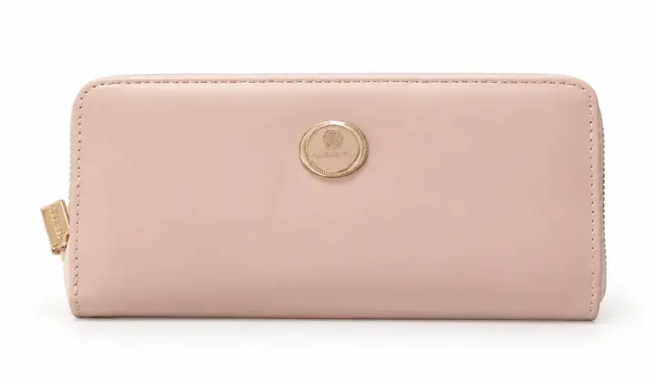 Cartera rosa claro con cremallera dorada