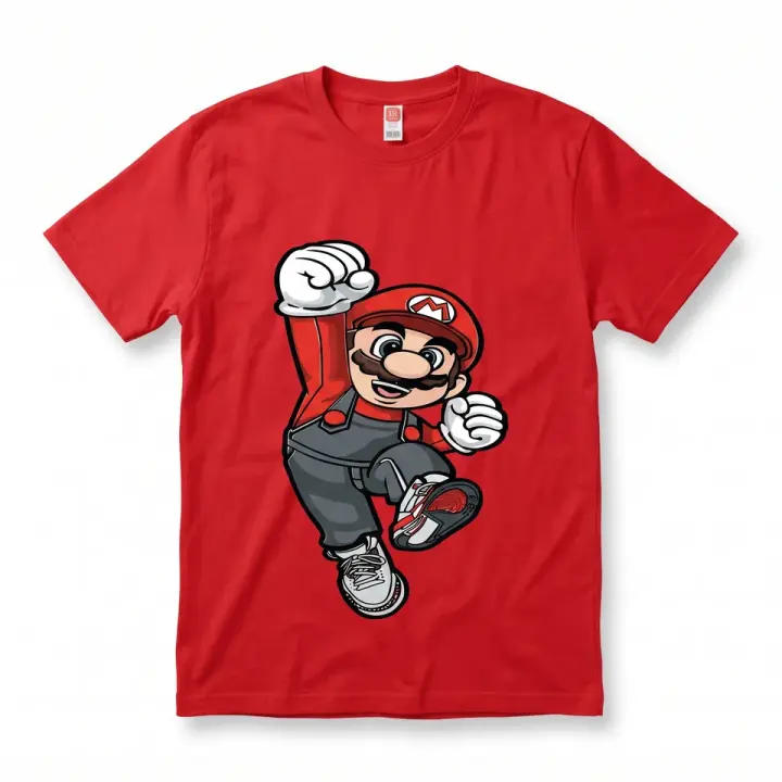 Playera roja con estampado de Mario — M-38